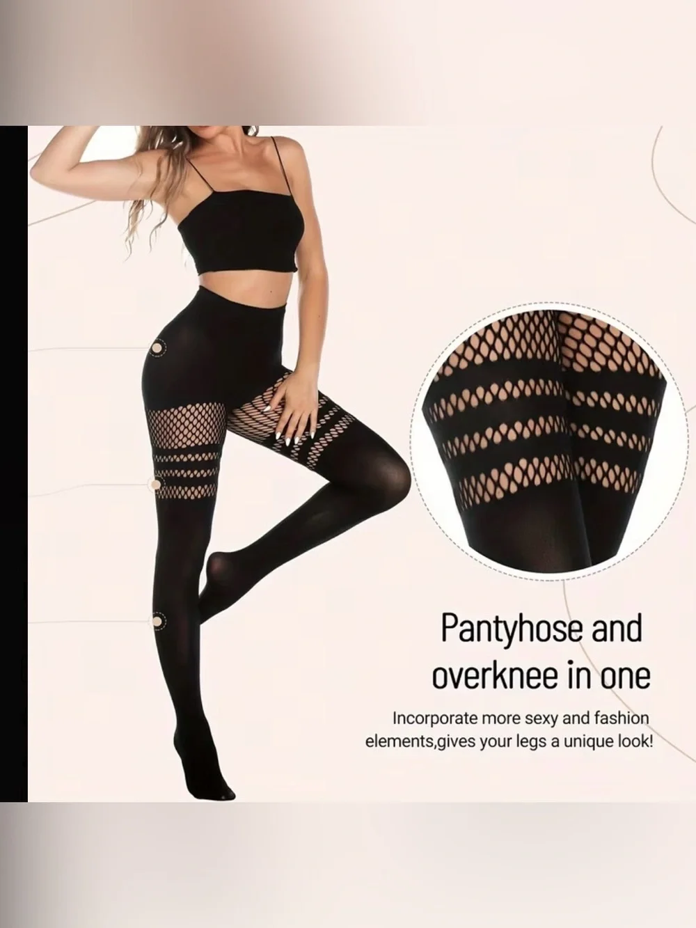 BlackMilk Black Sporty Stripes Fishnet Thigh Highs
